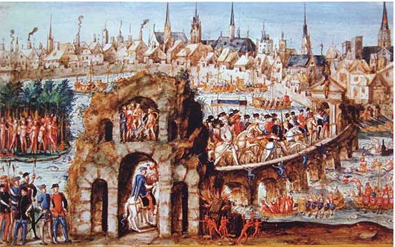 The "France Antarctique" or "Brazilian’ ball given for Henri II’s ceremonial entry into Rouen, 1 October 1550 (Relation de l’entrée de Henri II, roi de France, à Rouen, le 1er October 1550, Bibliothèque municipale de Rouen, MS Y 28, CGM 1268).