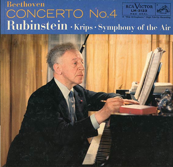 Beethoven, concerto no 4, Artur Rubinstein (piano), Symphonie of the Air, sous la direction de Josef Krips. RCA Victor LM-2123, 1958.