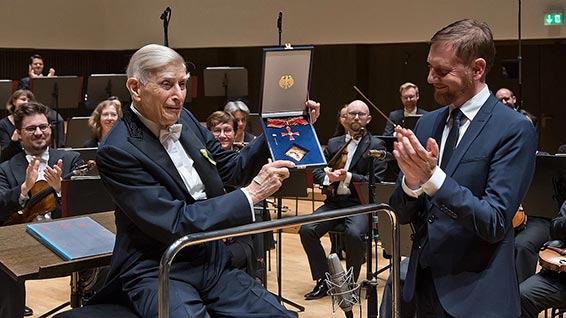 Herbert Blomstedt et Michael Kretschmer, Gewandhaus Leipzig, 10 novembre 2022. Photographie © Gert Mothes / Gewandhaus.