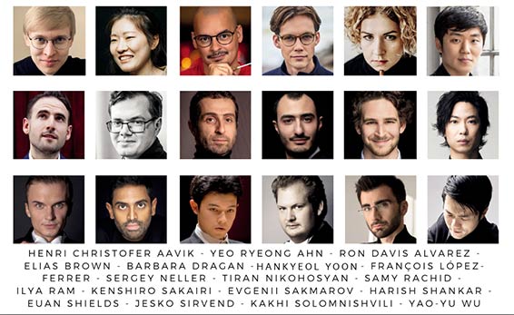 Les 18 concurrents au 5e Concours International des Chefs d’orchestre Evgeny Svetlanov à Monte-Carlo.