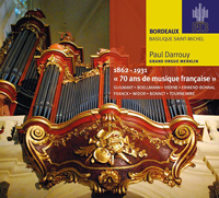 70 ans de musique française, œuvres pour orgue de Guilmant, Boellmann, Vierne, Ermend-Bonnal, Franck, Widor, Bonnet, Toutnemire, Paul Darrouy, grand orgue Merklin, Basilique Saint-Michel, Bordeaux. Rob Records 2022 (RR 005); Enregistré les 4-6 avril 2022.