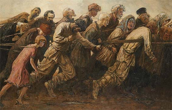 Henri François Raemaeker (1887-1947), Les bateliers de la Volga.