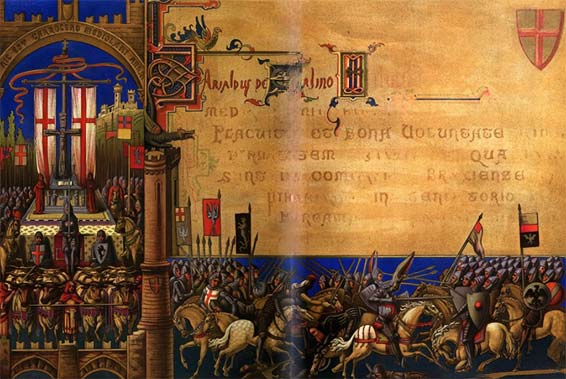 Il carroccio di Milano (xie siècle), La Battaglia di Legnano ? D'après Carlo Annoni, Monumenti della prima metà del secolo XI: spettanti all'Arcivescovo di Milano, Alessandro Lombari, Milano 1872, planche I, p. 110.