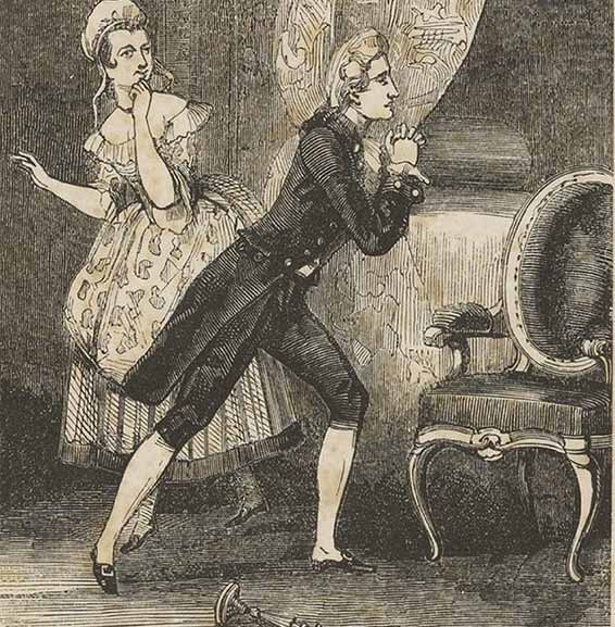 Théâtre de l'Opéra-Comique de Paris, Le Postillon de Longumeau, acte III. scène 7, 1836 'BnF, documents iconographiques).