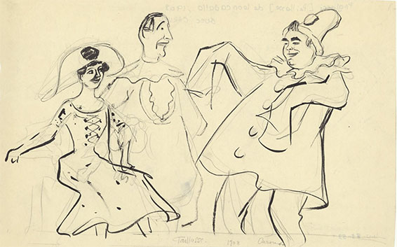 Caruso dans le rôle de Paillasse, dessin de Maurice Lourdey, 1908.