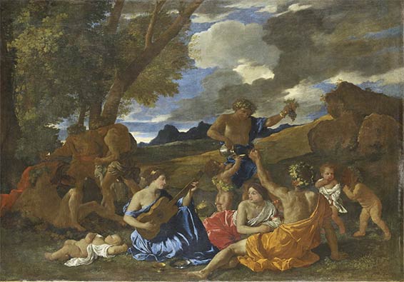 Bacchanale à la joueuse de guitare ou La grande bacchanale, anonyme, école de Nicolas Poussin.