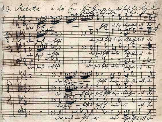 Motet Der Geist hilft unser Schwachheit auf, partition autographe de Bach, 1729. Staatsbibliothek zu Berlin - Preussischer Kulturbesitz