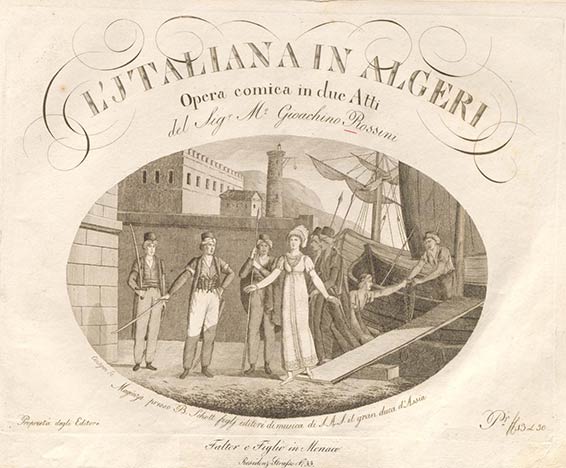 L'Italiana in Algeri : opera comica in due atti del Sig. Mo. Gioachino Rossini, Magonza, Schott, 1820.