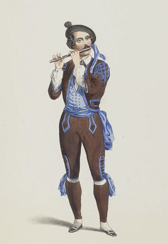 Adolphe Adam et Thomas Sauvage, Le Toréador, Mocker dans le rôle de Tracolin, estampe d' Alexandre Lacauchie, Martinet, Paris 1849.
