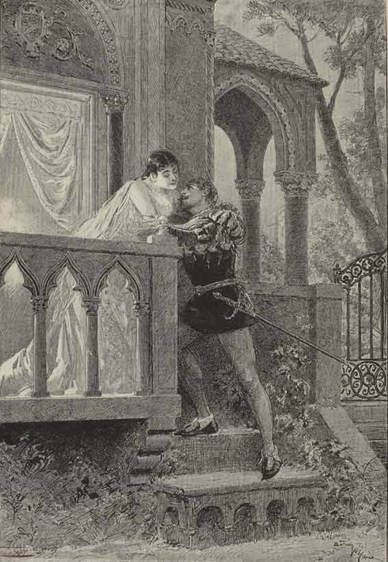 Roméo et Juliette, opéra de Charles Gounod, illustration de presse, dessin d'Adrien Marie, 1888.