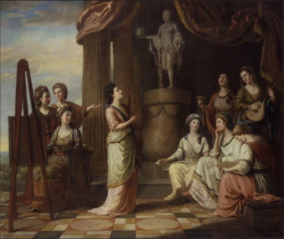 Richard Samuel, Portraits in the Characters of the Muses in the Temple of Apollo, 1778, tableau entier et détail.