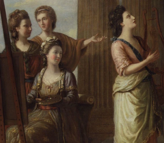 Richard Samuel, Portraits in the Characters of the Muses in the Temple of Apollo, 1778, tableau entier et détail.