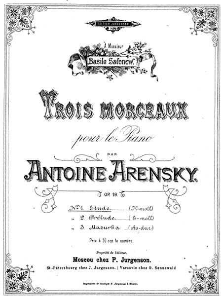 trois morceaux pour piano, arenski