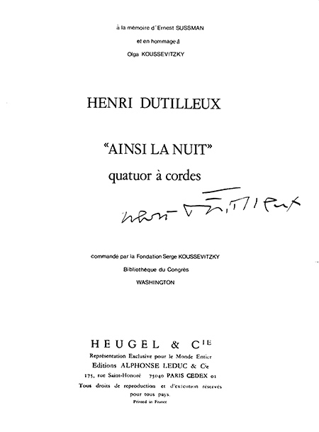 Dutilleux, quatuor