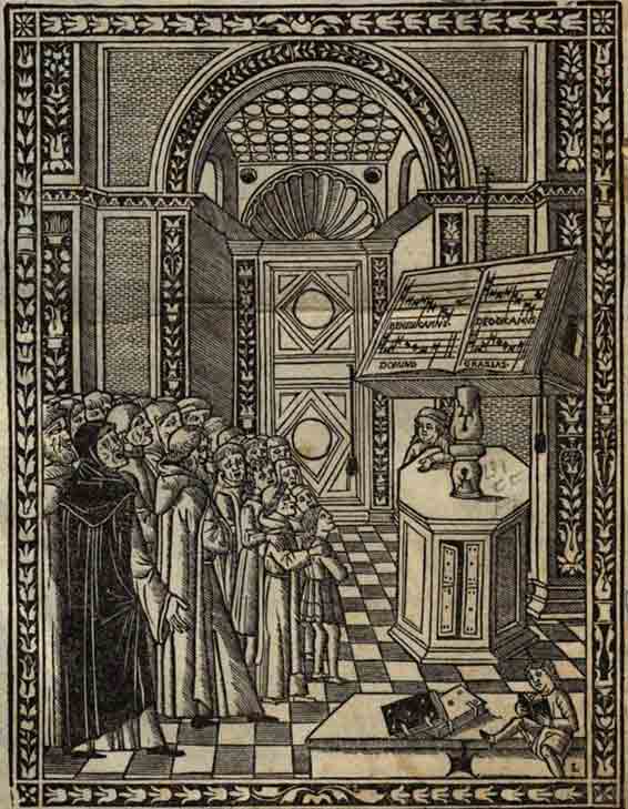 Gaffurius enseignat le chant, Practica musicae Franchini Gafori laudensis (1512)