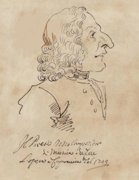 Antonio Vivaldi. Caricature de Leone Ghezzi (1723),Roma, Biblioteca Vaticana, Codex Ottob. Lat. 3 14.
