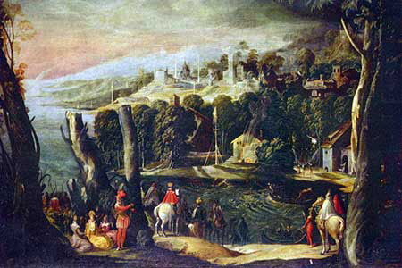 Niccolò dell' Abbate, paysages avec dames et cavaliers