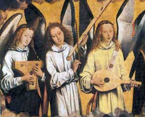 Le concert d'anges au complet : Odile Abrelle (harpe), Christophe Guiot (violon) ; Jean-Philippe Audin (violoncelle).