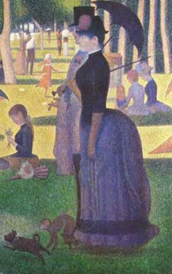 La dame et le monsieur, au parc, d'après Seurat.
