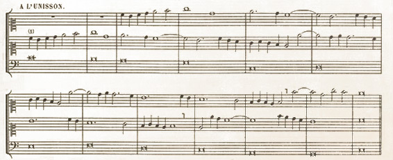 1° - A 3 Parties, dont deux en imitation sur un chant donné.