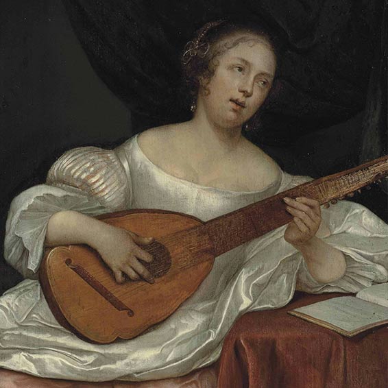 Femme jouant de la Pantore, Eglon Hendrick van der Neer (Amsterdam, 1634-1703).
