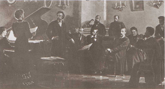 Le Groupe des Cinq (peinture de A.V. Mikhaïlov) - A.I.R.C. - U.R.S.S.