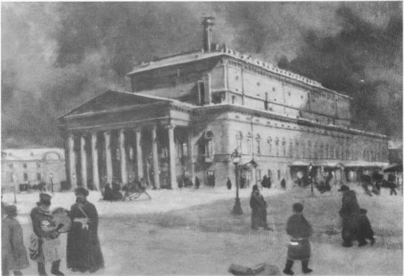 Le théâtre Bolchoï, à Saint-Pétersbourg, vers 1889 (aquarelle de A. Benois, 1939) - Paris, coll. Anna Tcherkessoff